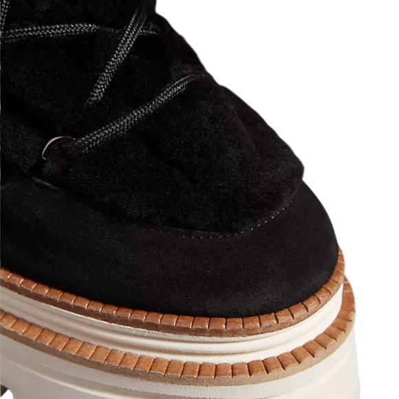 Anthropologie Paloma Barcelo Nazare Black Suede Shearling Platform Boots 40 US 9 - Picture 5 of 12